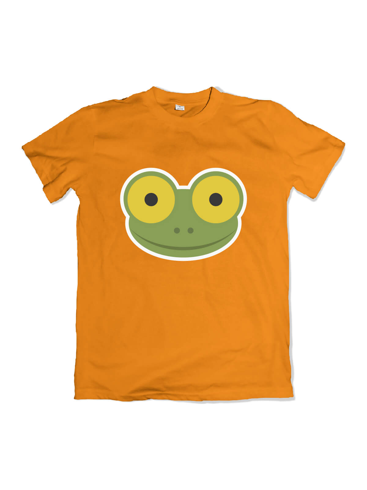 orange t-shirt with Mike the frog face