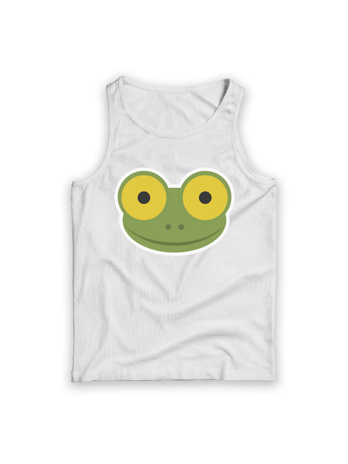 white t-shirt with Mike the frog face