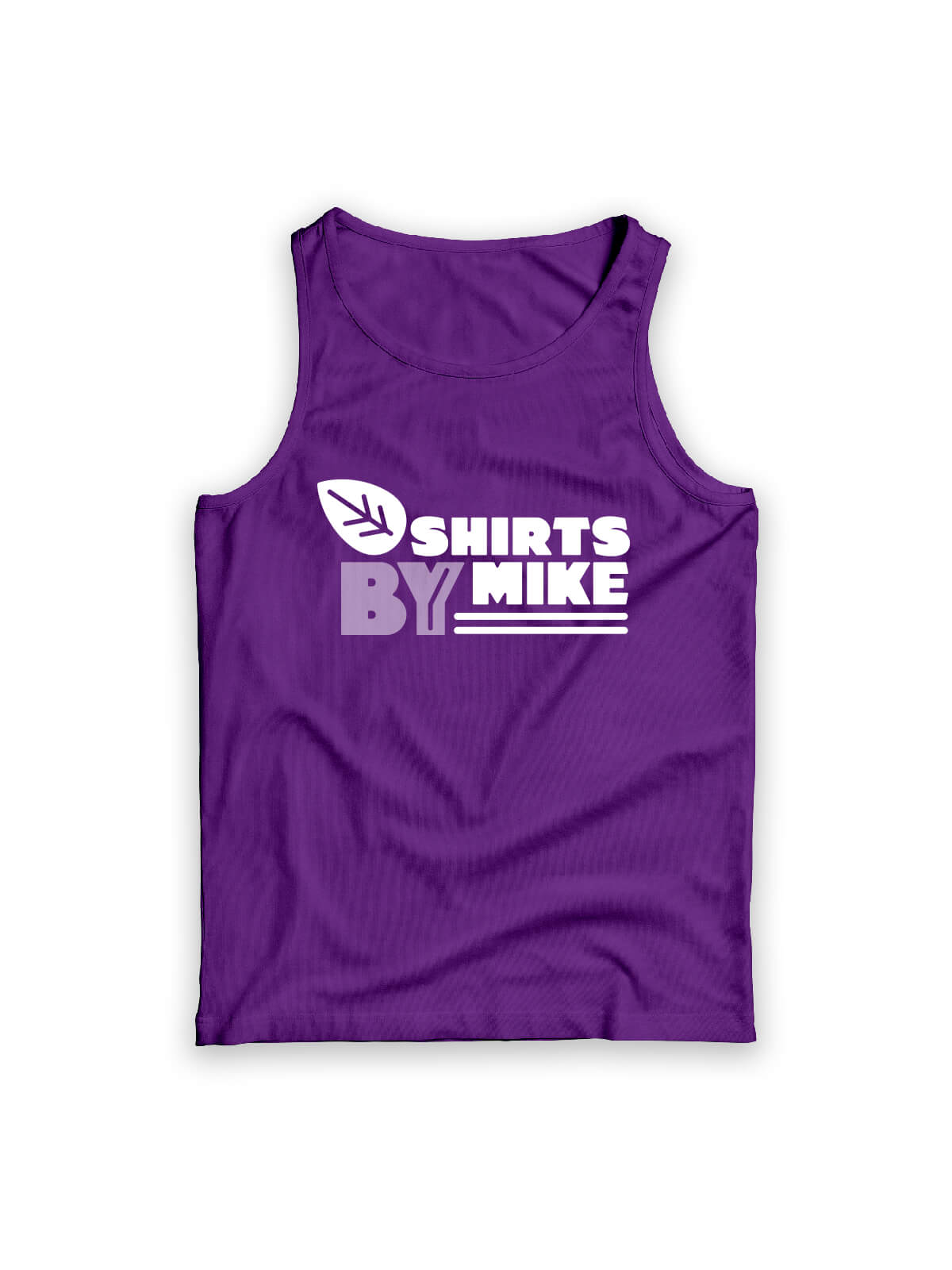 purple t-shirt with Shirts By Mike logo